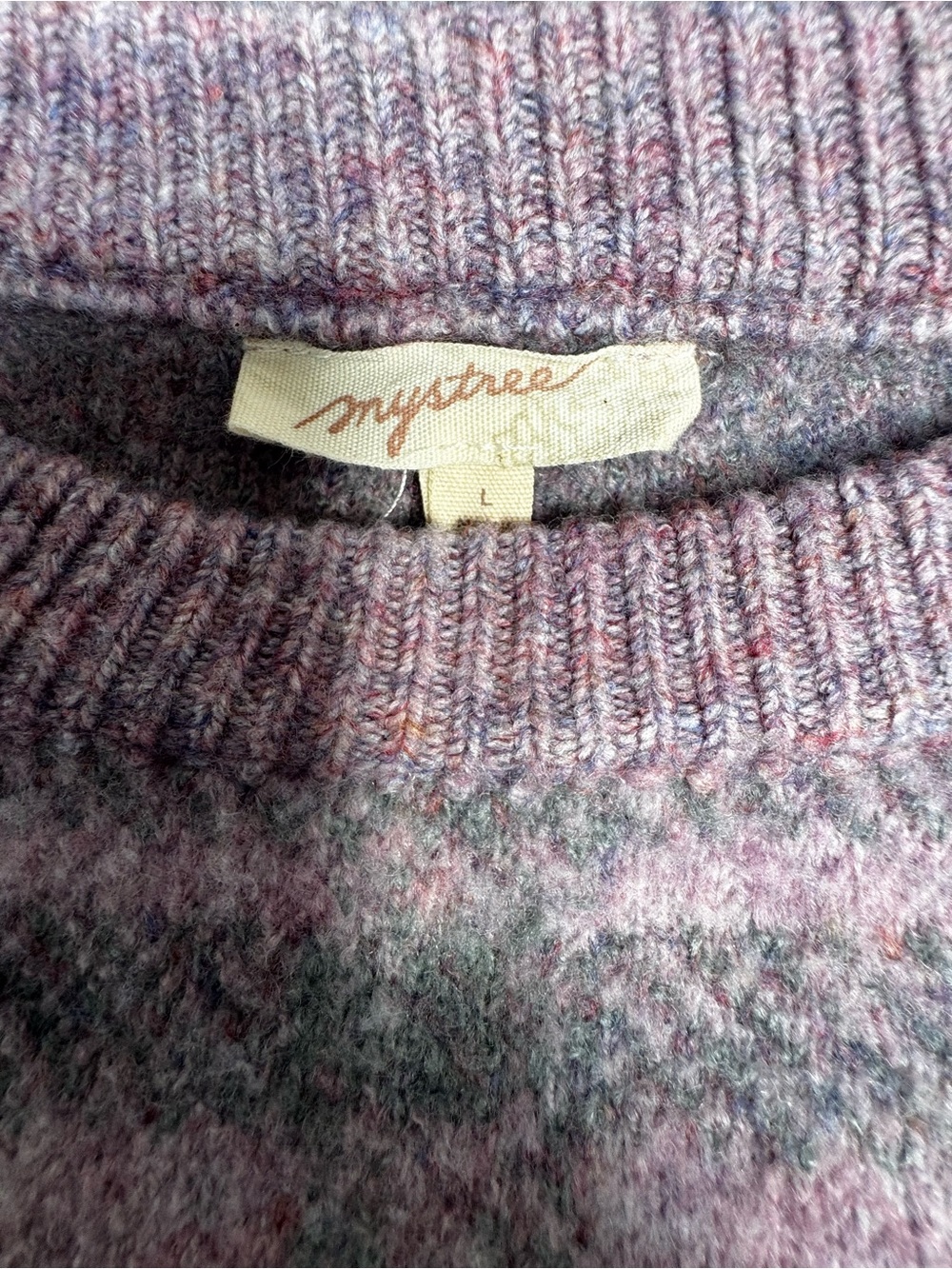 Mystree Heathered Lavender Crewneck Sweater with Multitone Flecks